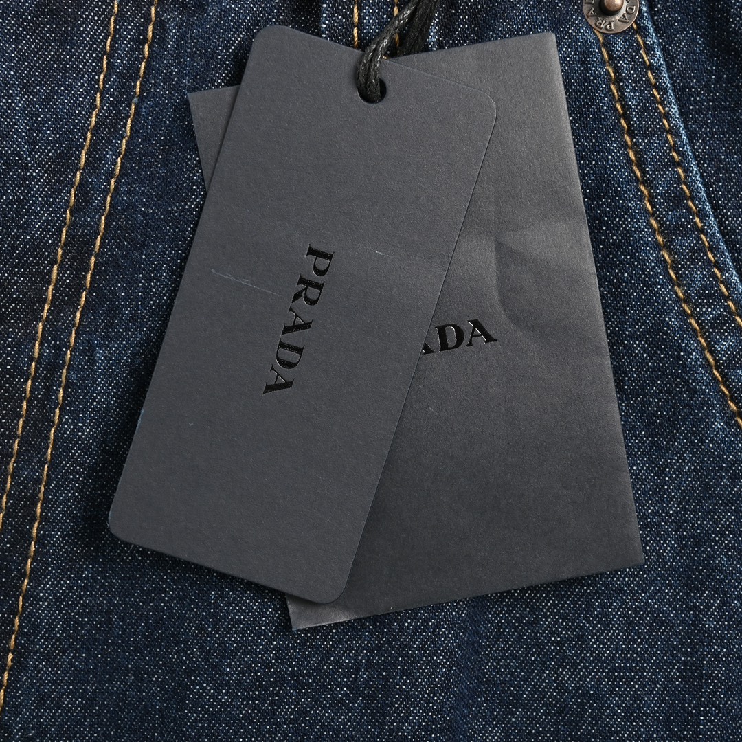 Prada 24ss denim shorts with triangle logo