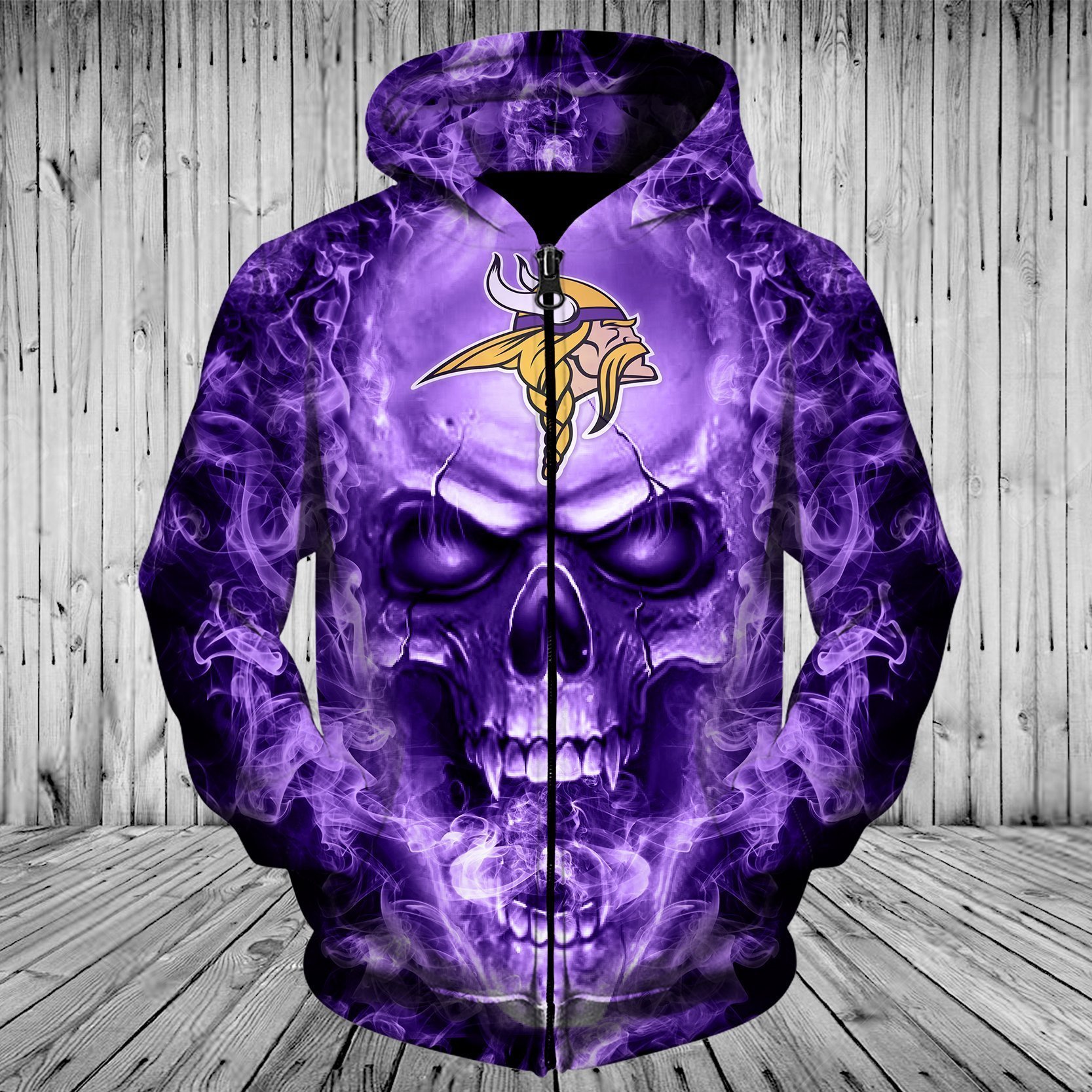 VIKINGS HOODIE 3D SKULL 82