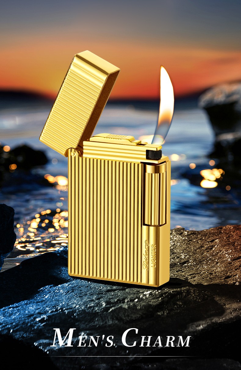 🔥Last Day Promo - 50% OFF 🔥New vintage Lighter Bright Sound brass shell windproof gas lighter for cigarette men's gift(No Fuel) (Gold)