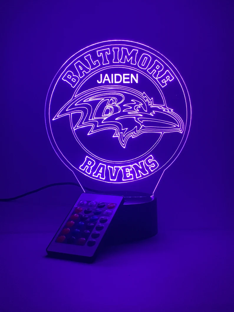 BALTIMORE RAVENS 3D LAMP PERSONALIZED