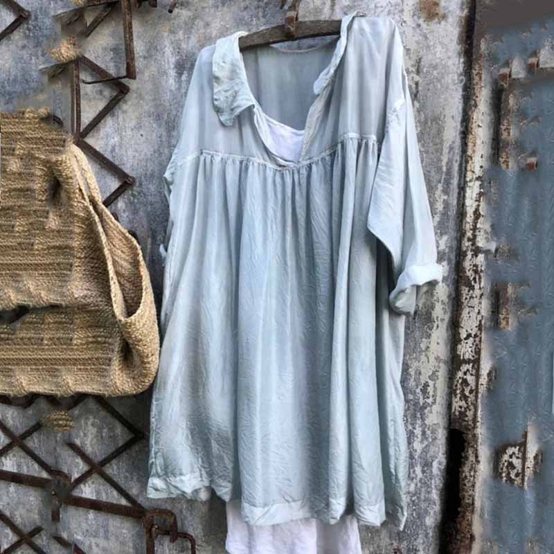 Elegant Solid Color Shirt Collar Pleated Midi Dress