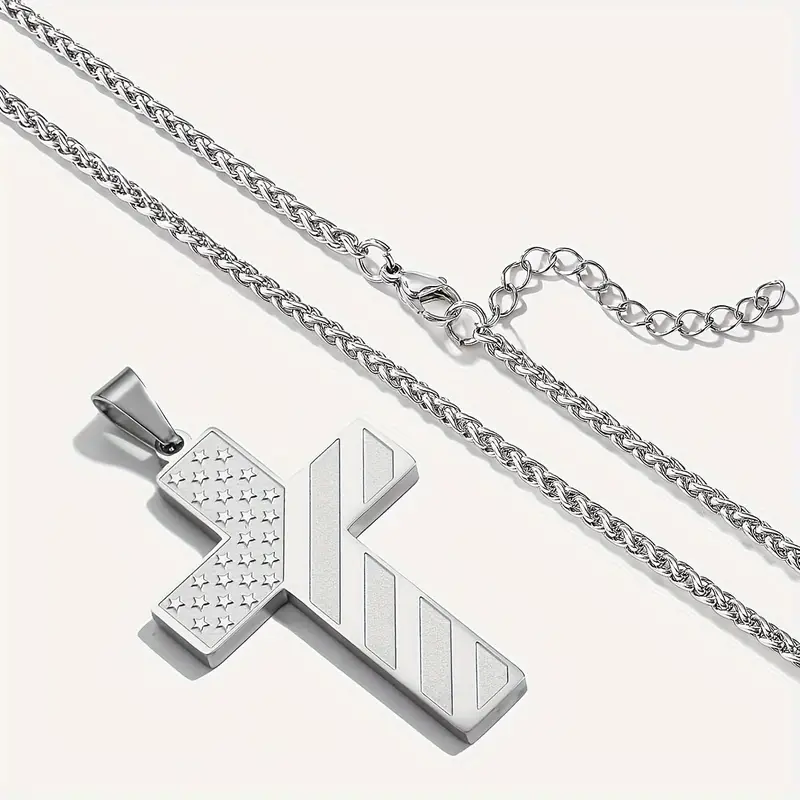On Sale🔥24 Inches American Flag Cross Necklace