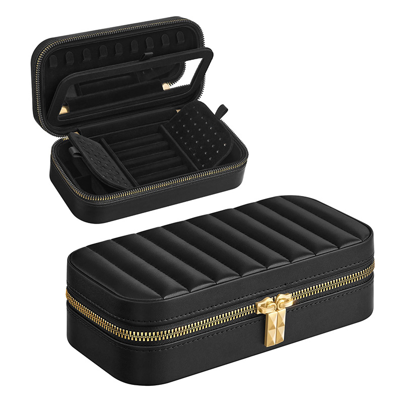 Jewelry Box Organizer with Mirror,Portable, Zippers, Gift Idea
