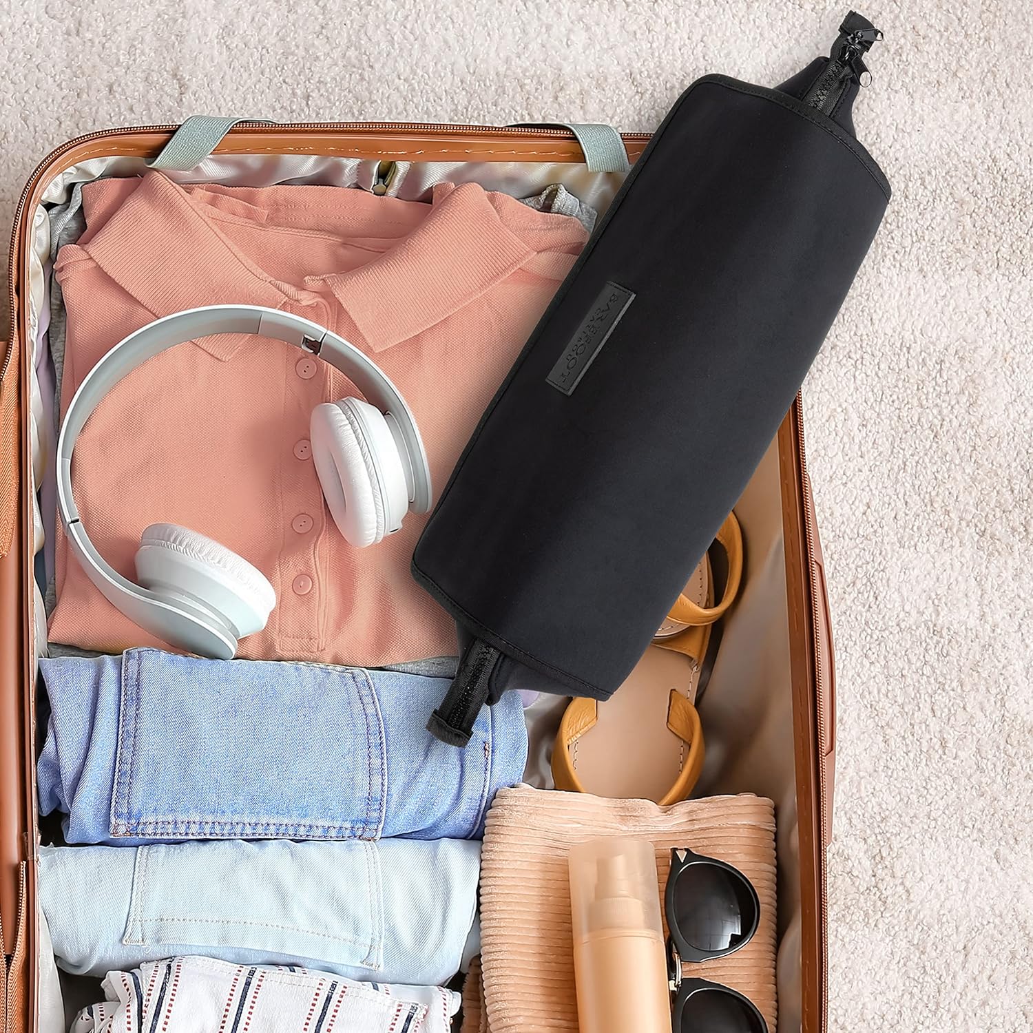 Large Capacity Hair Tools Travel Bag Heat Resistant Mat for Flat Irons