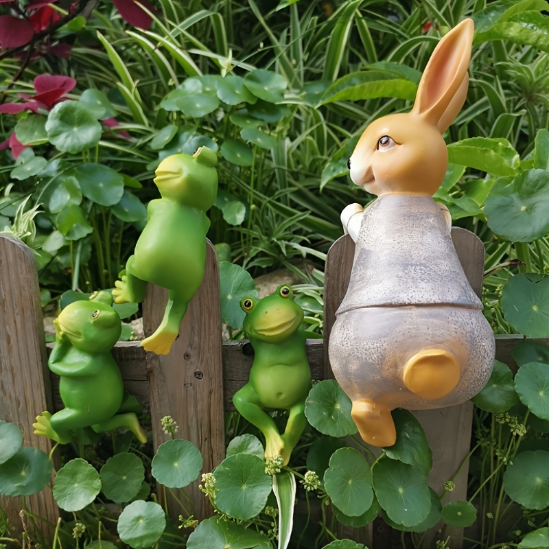 3pcs/set Cute Frog Figurines Hanging Animal Statue, Resin Pot Hanging Climbing Frog Sculpture Outdoor Statues Ornaments Decor For Flower Pot/Fence, Yard Art Figurines For Patio Lawn House