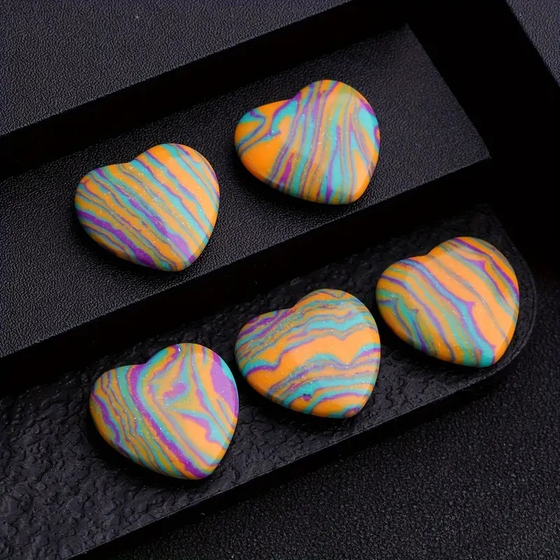 Rainbow Heart-Shaped Faux Jade Pocket Stones