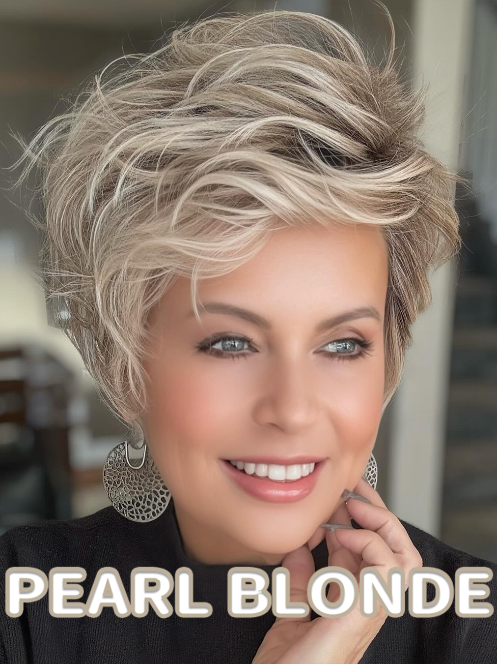 Textured Short Wig With Wind-Swept Layers