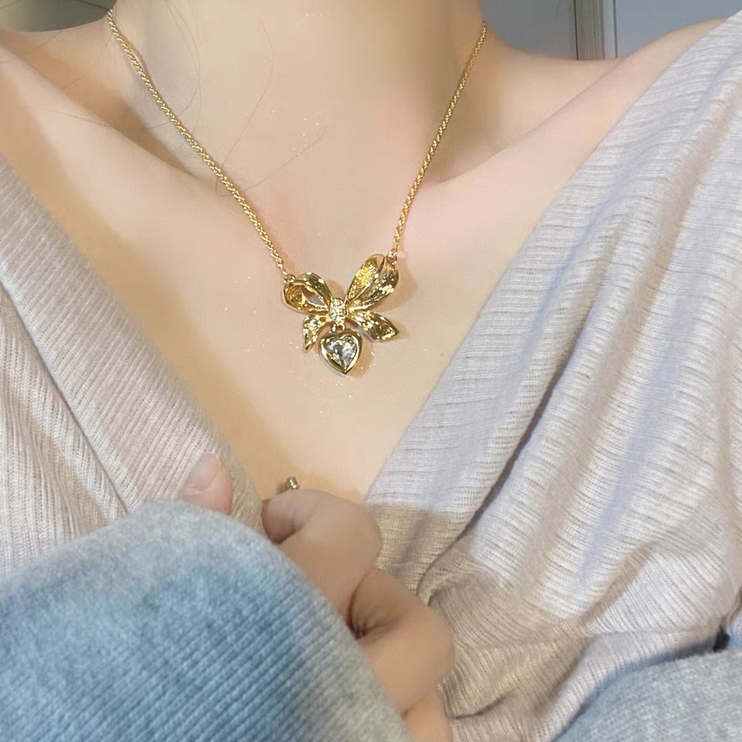 Dior Bow Heart Necklace