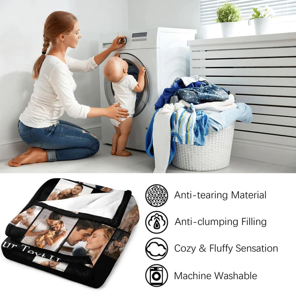 Personalized Photo Fleece Blanket-Personalized Gift For Family Members