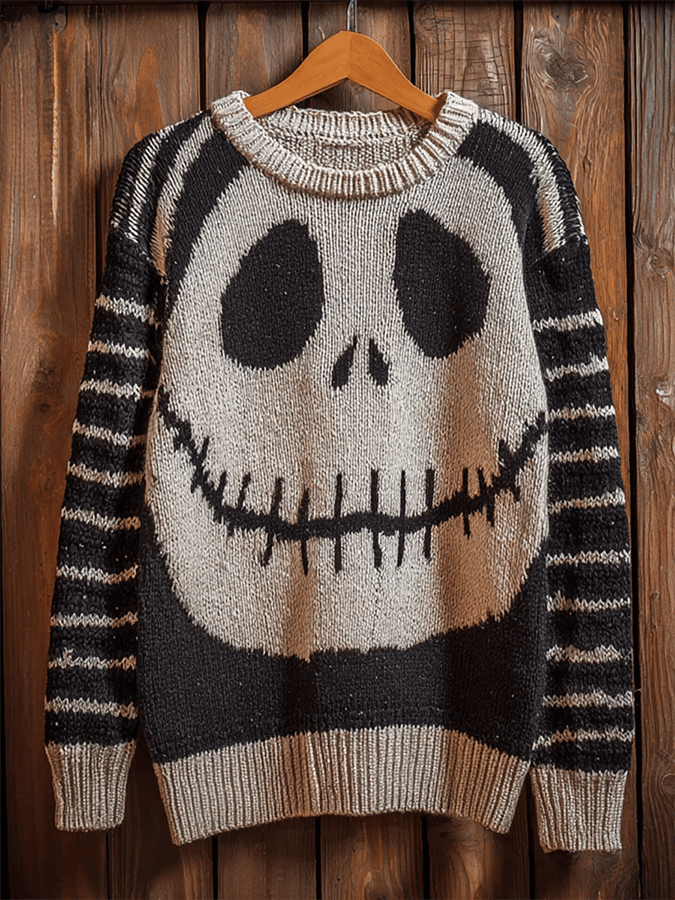 🔥Buy 3 Get 10% Off🔥Men's Halloween Ghost Face Print Crew Neck Sweater