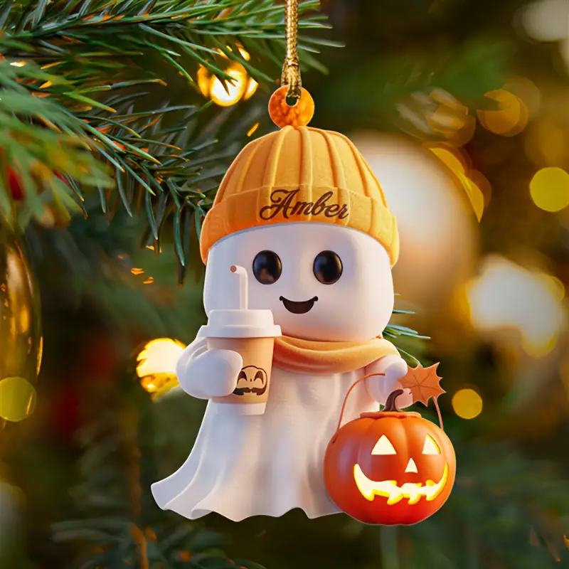 🎃🎃Classic Acrylic Pumpkin and Coffee Cup Halloween Ghost Decor Ornaments