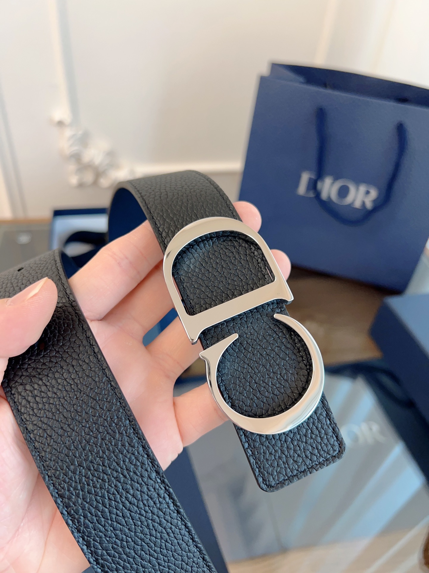 Dior double-sided leather belt 3.5CM wide