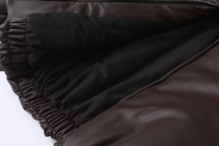 Leather Coat Women Autumn Winter Minimalist Locomotive Trendy Wide Shoulder High End Jacket Jacket