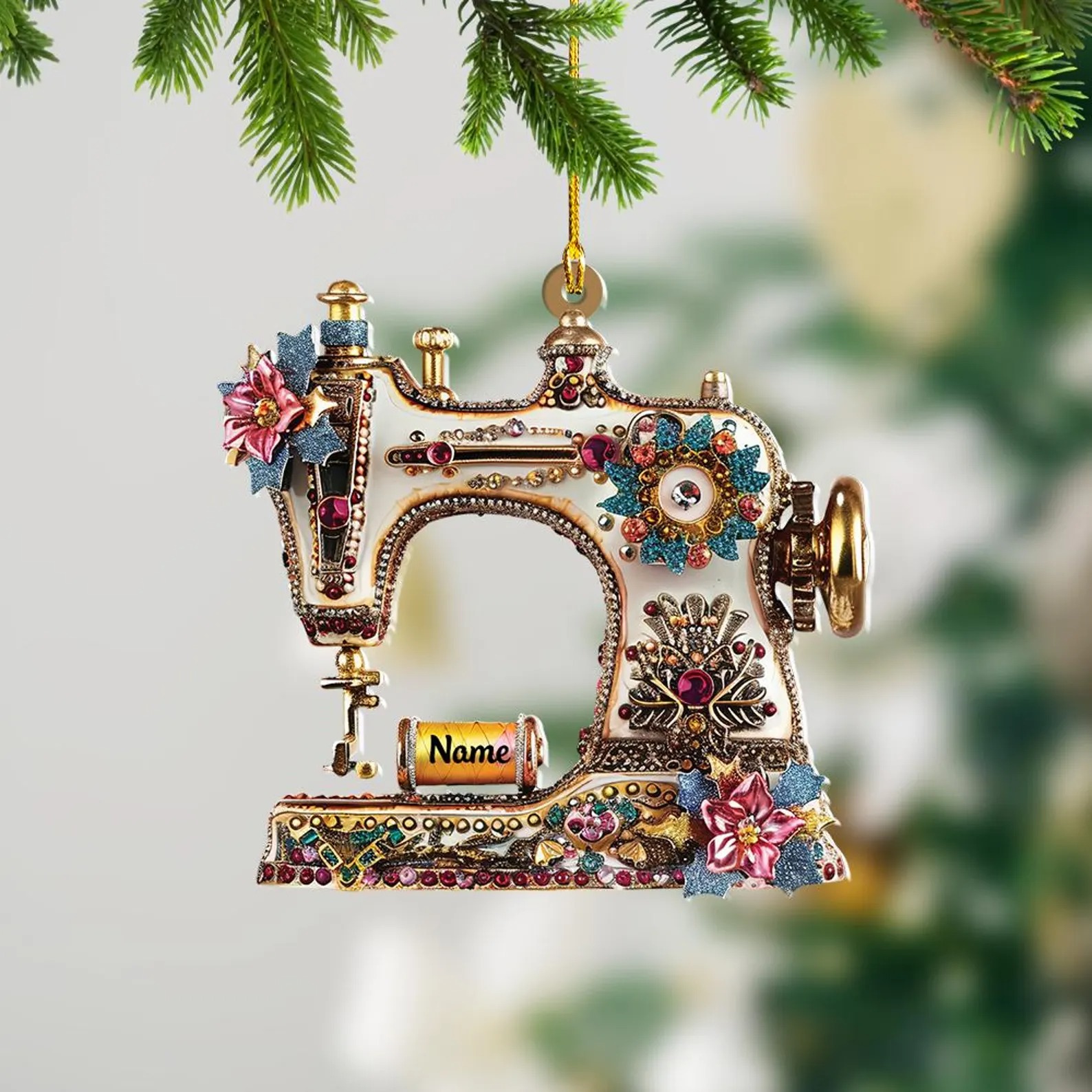 Sewing Machine Christmas 2D Flat Decoration