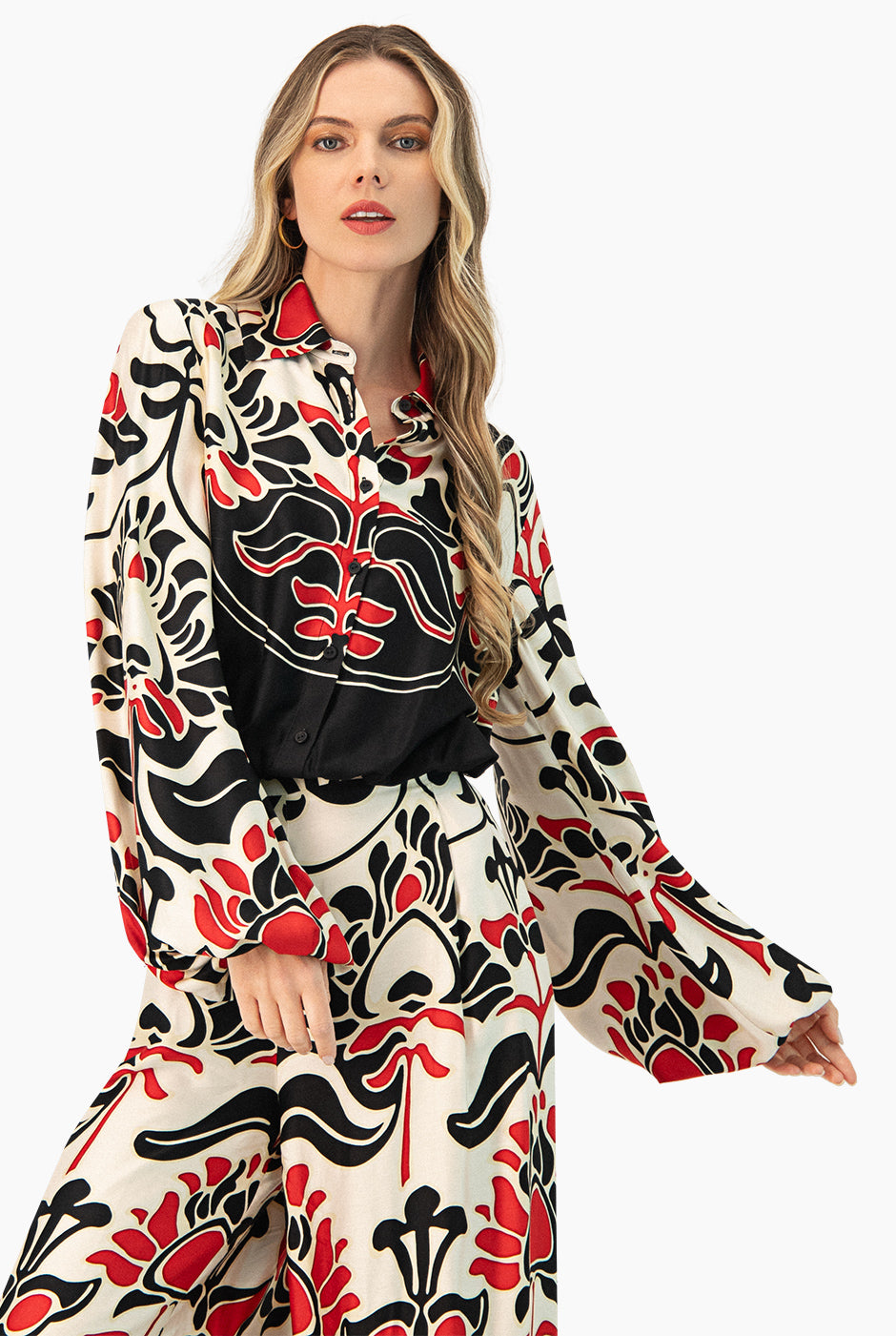 Blusa estampada manga larga