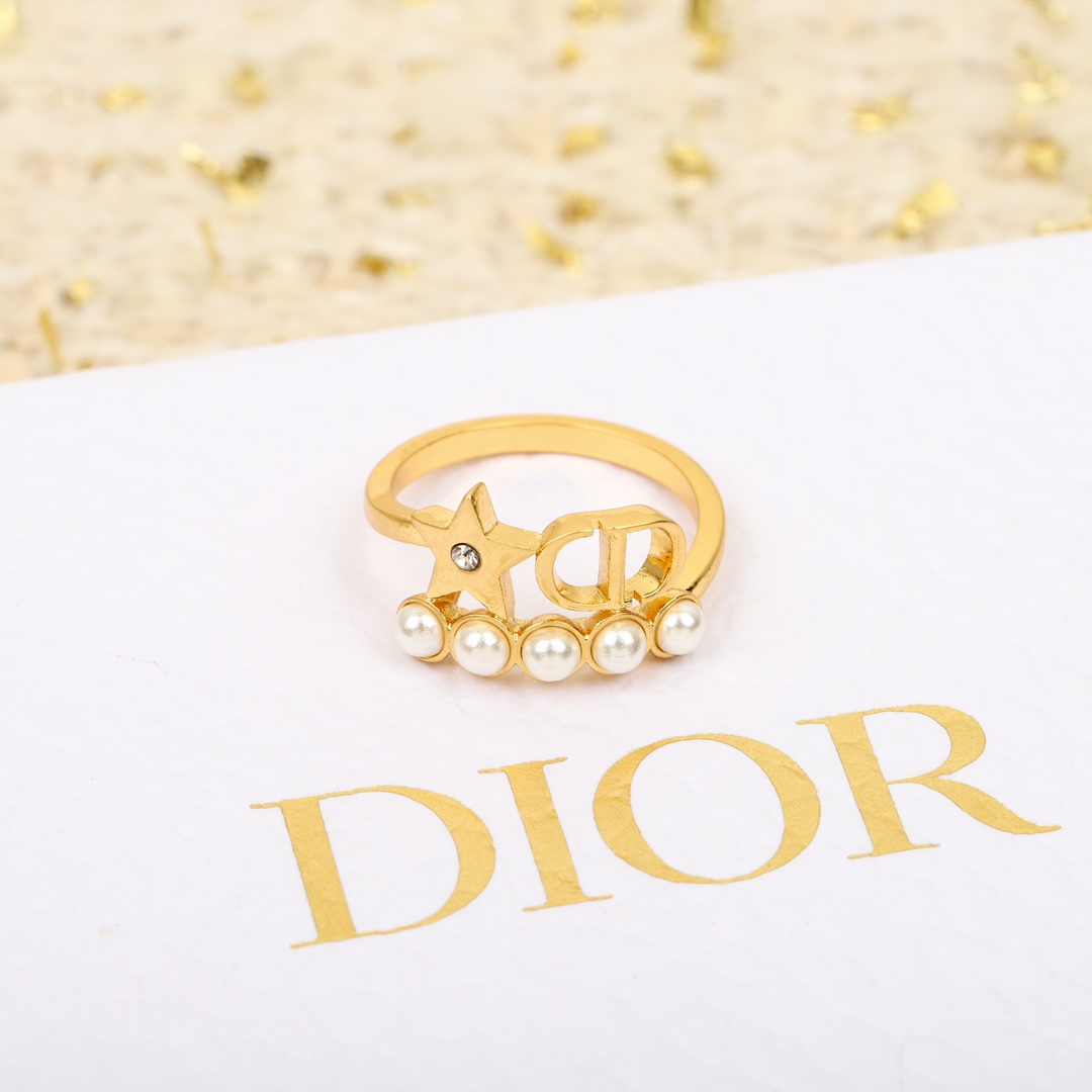 Dior Pentagram CD Pearl Ring