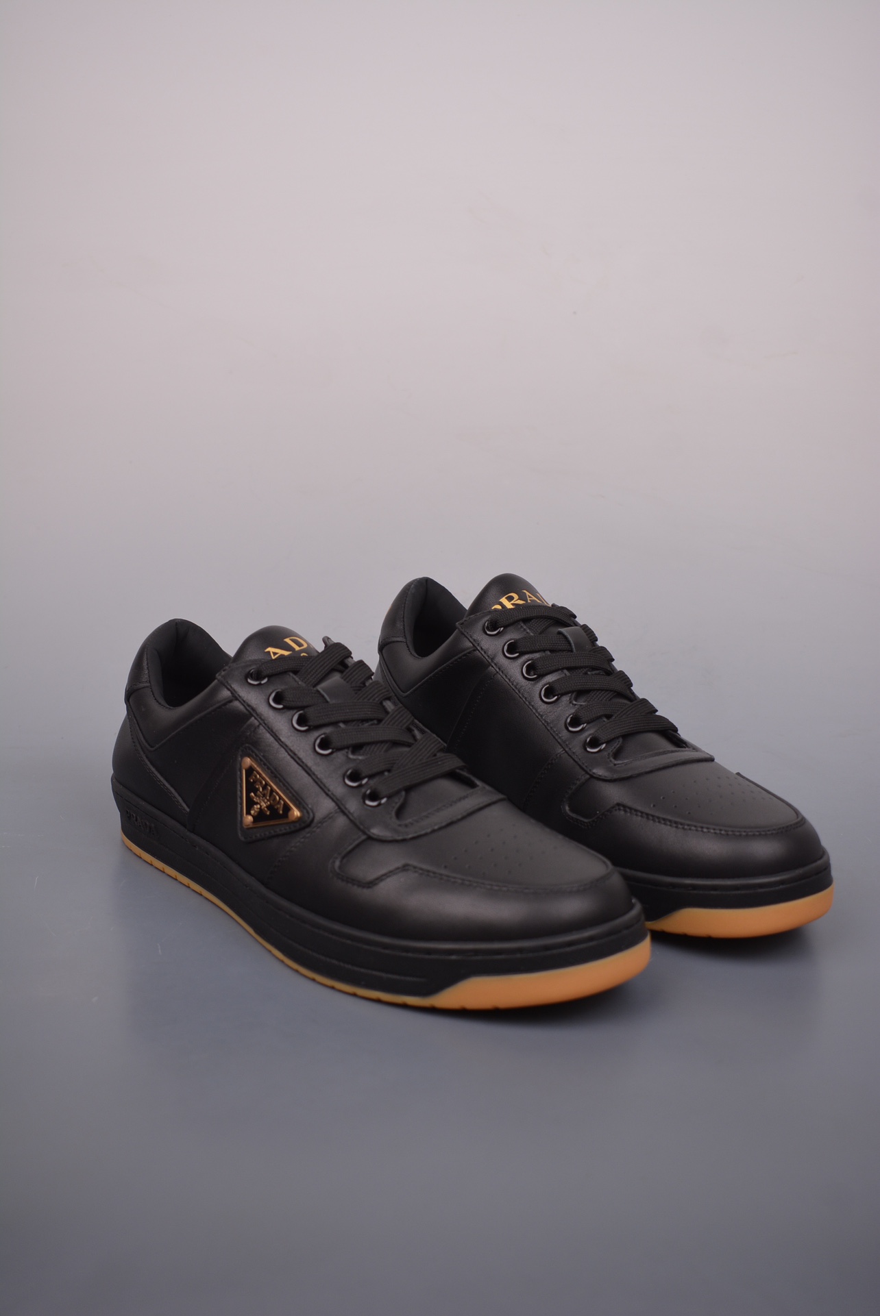 Prada Downtown Low Sneakers Black Gold Label