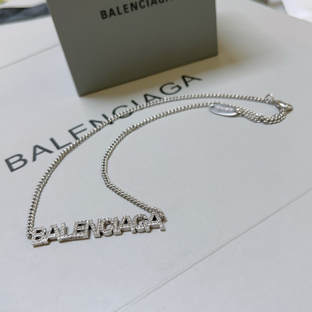Balenciaga Font Diamond Chain Necklace