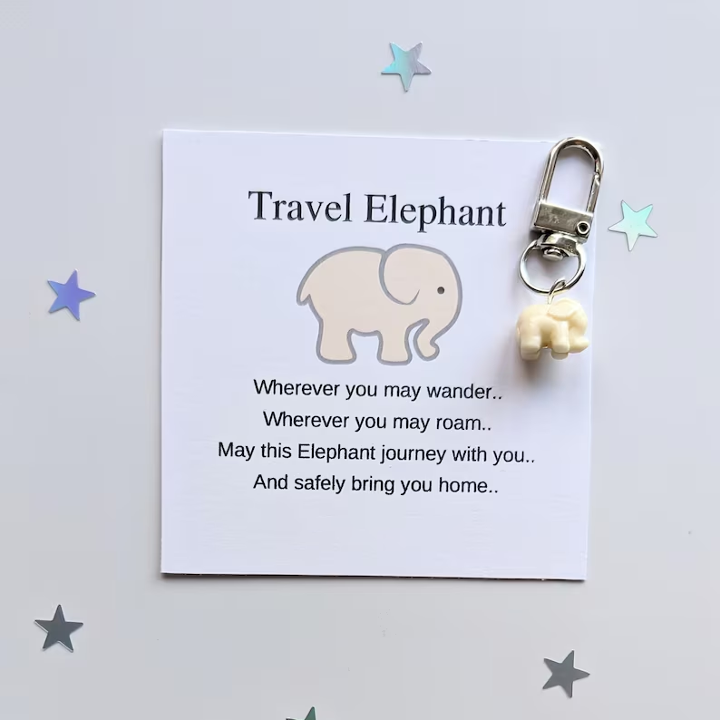 Cream Travel elephant keychain
