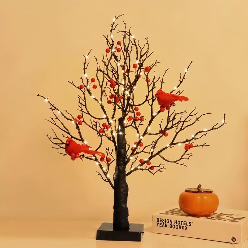 On Sale🔥21INCH Vintage Glowing Tree with Cardinals, Berries-🐦Cardinals appear, angels are near✨