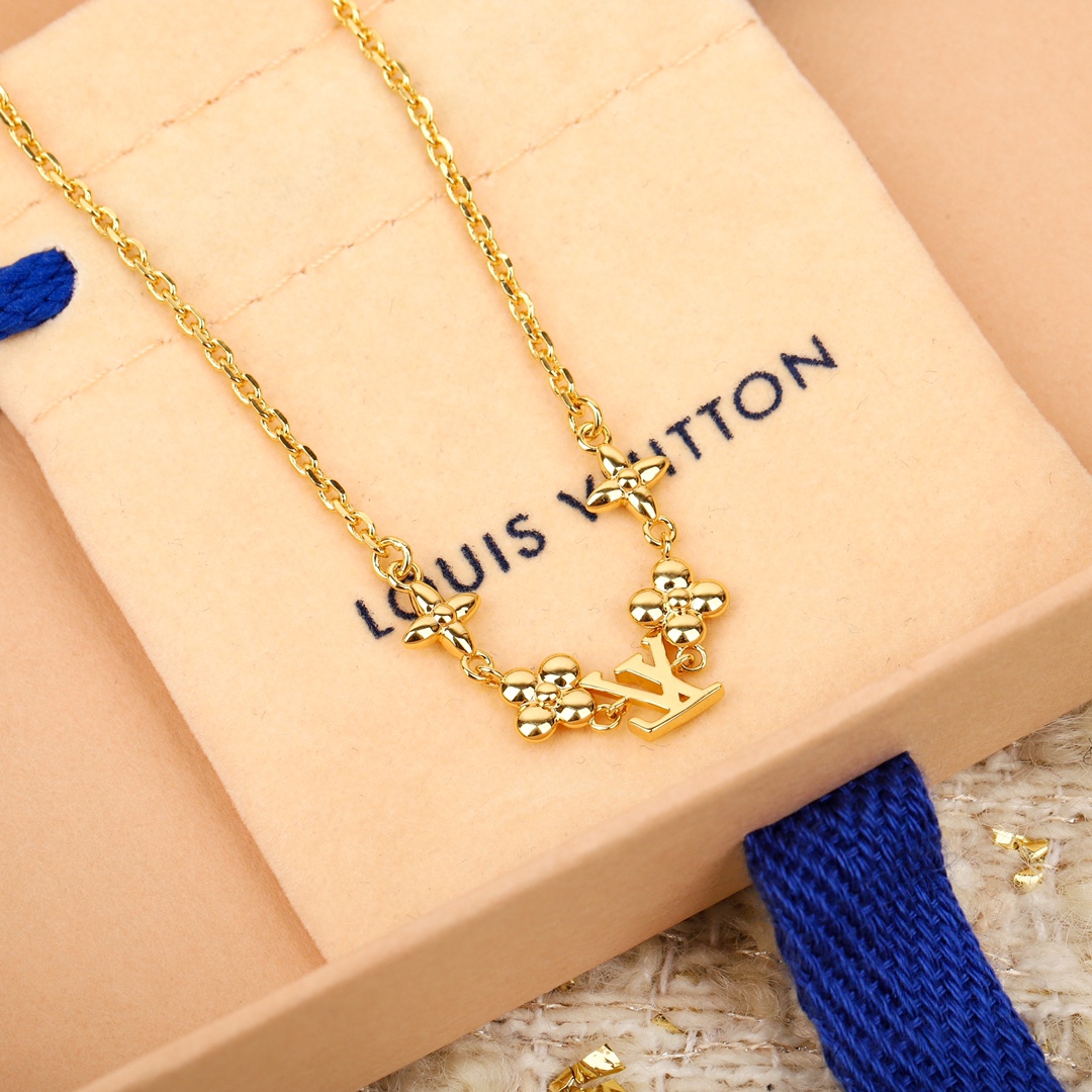Louis Vuitton floral logo necklace