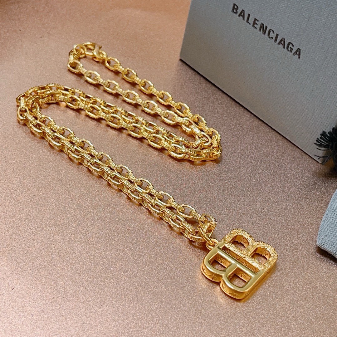 Balenciaga BB chain gold necklace