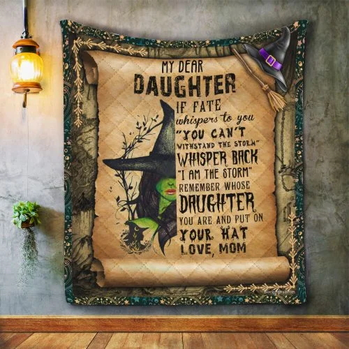 Mom To Daughter, Witch Girl Quilt Blanket