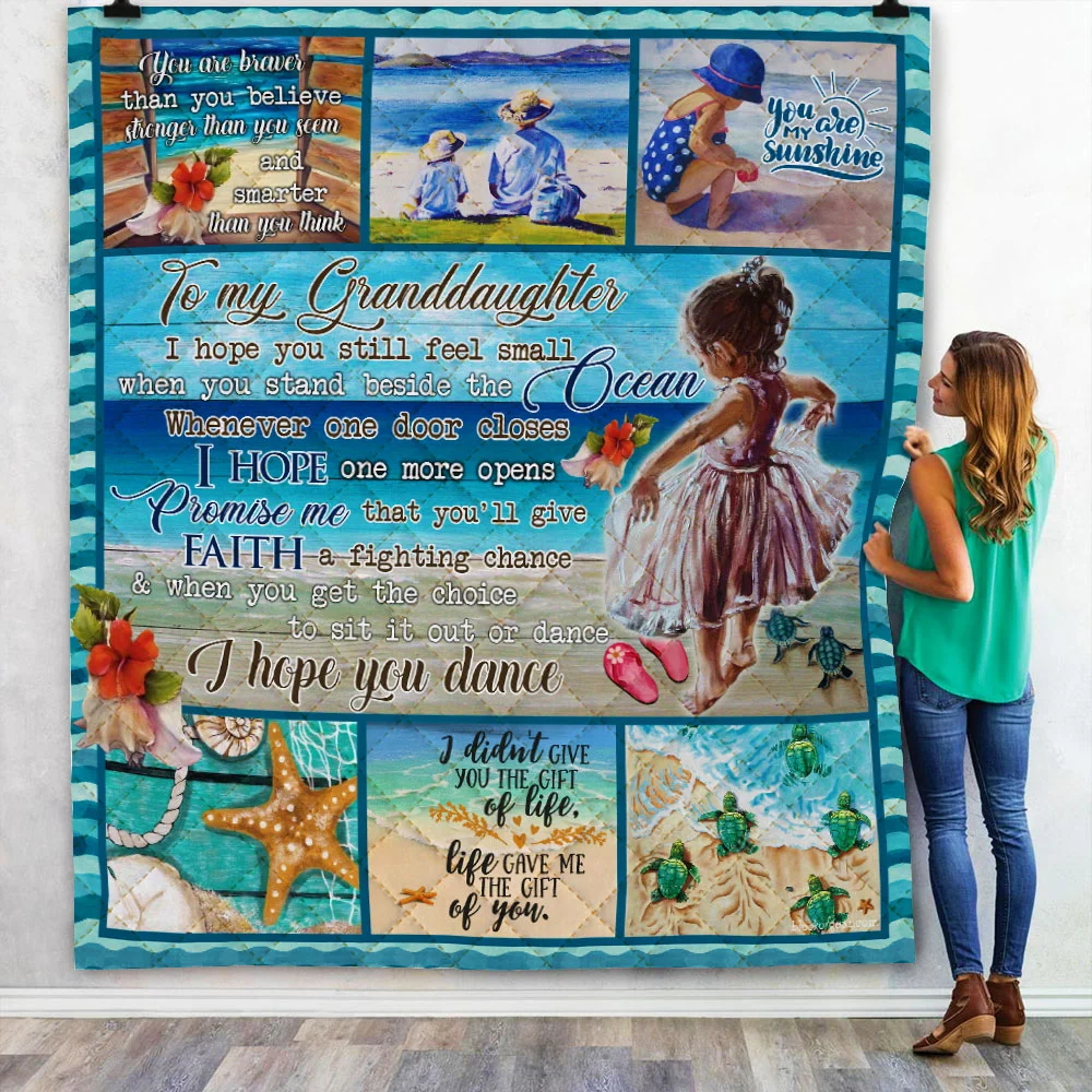 Grandma To Granddaughter, Beach Life Quilt Blanket