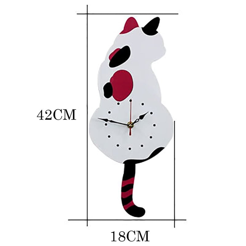 Nordic cat with wagging tail wall clock