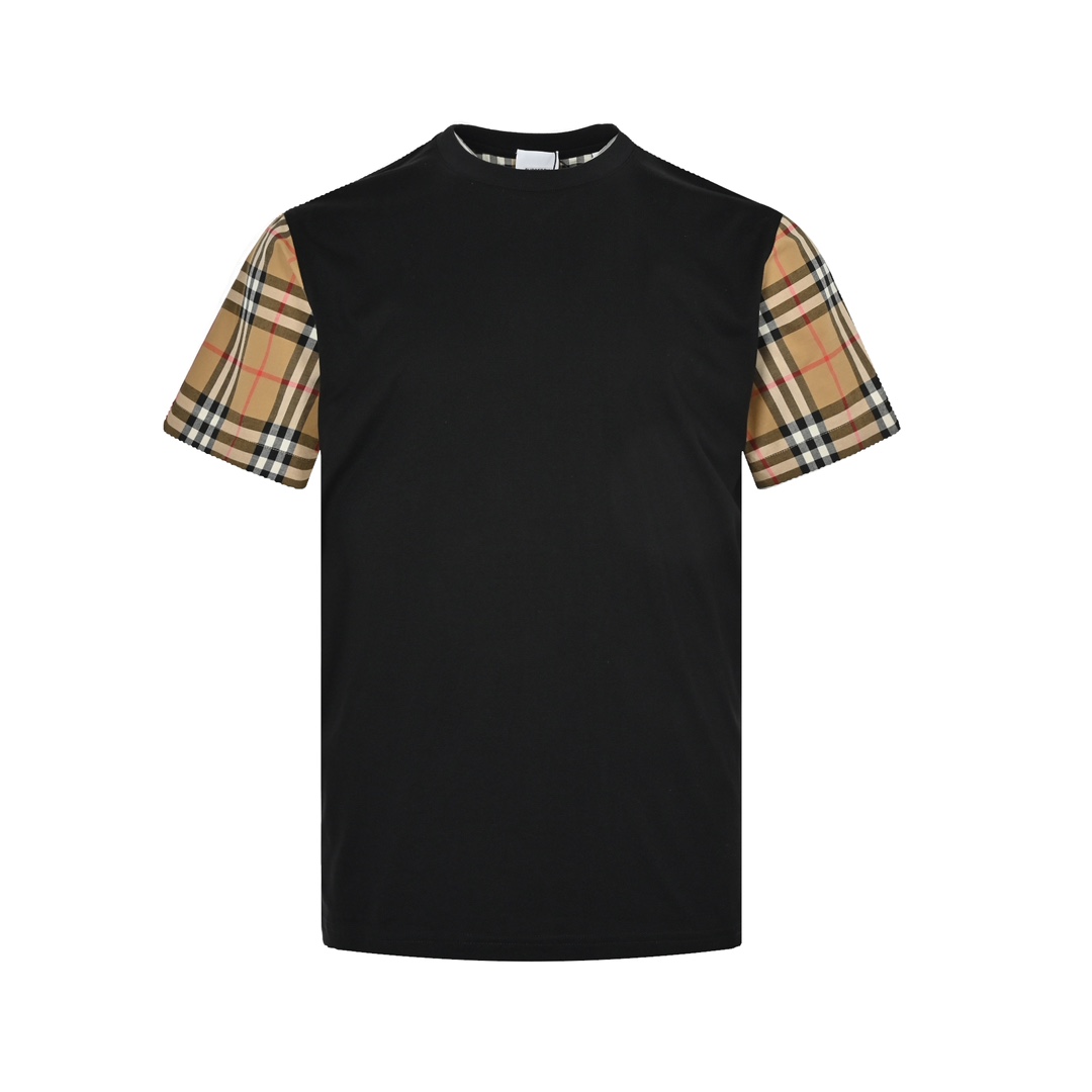 Burberry classic plaid sleeves spliced ​​short sleeves