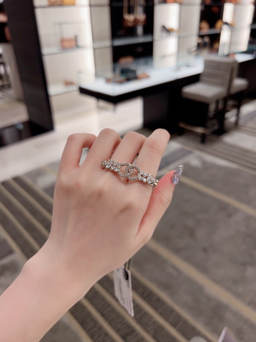 Chanel wheat ear double C ring