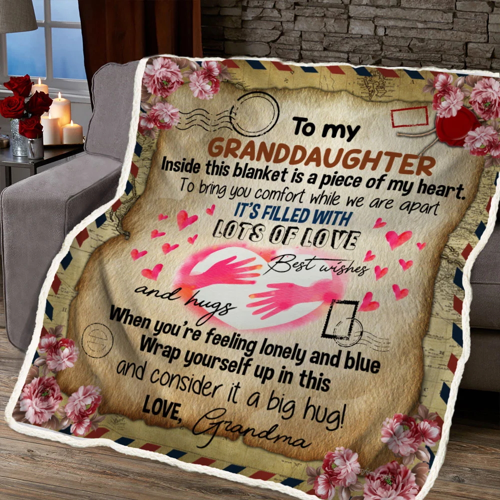 Grandma To Granddaughter, Inside This Blanket Is A Piece Of My Heart, Sofa Throw Blanket