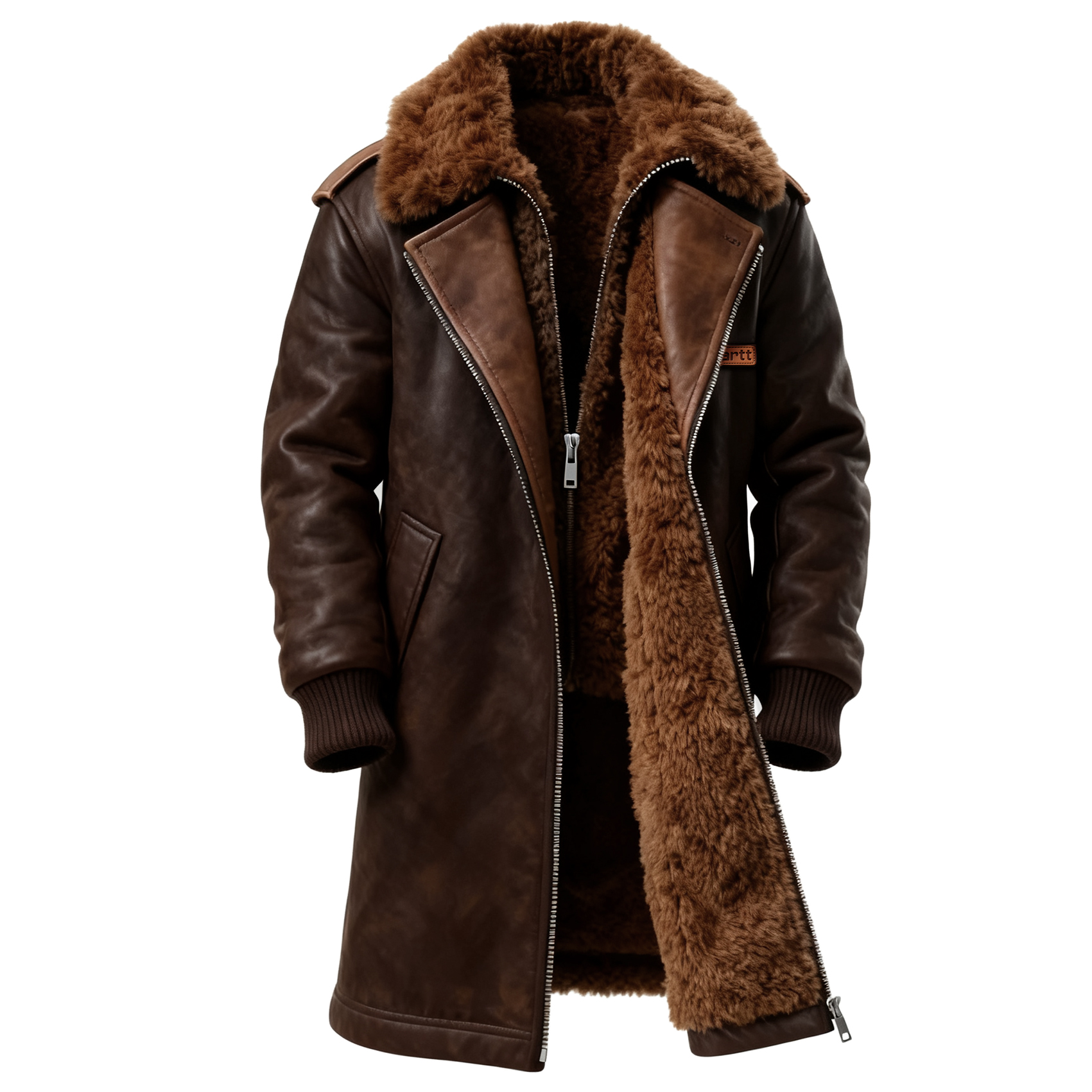 Winter Essential Longline Aviator Jacket with Detachable Fur Collar