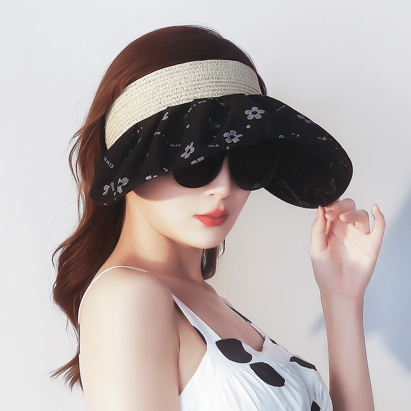 Summer outdoor sun protection silver rubber shell hollow cap can be folded to receive a variety of anti-uv beach hat