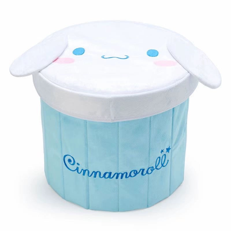 Sanrio Kawaii Collapsible Storage Bin Cute Cylindrical Storage Box Foldable Baskets Kawaii Office Desk Organizer Cute Room Decor