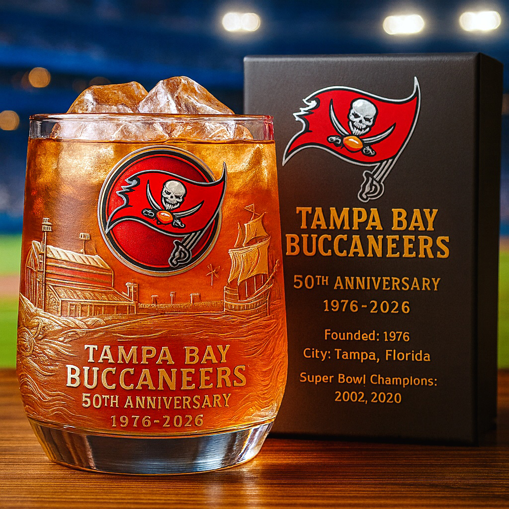 Tampa Bay Buccaneers 50th Anniversary Whiskey Glass
