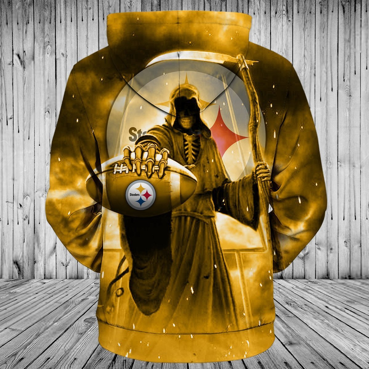 STEELERS 3D HOODIE DEATH SKULL 3D8