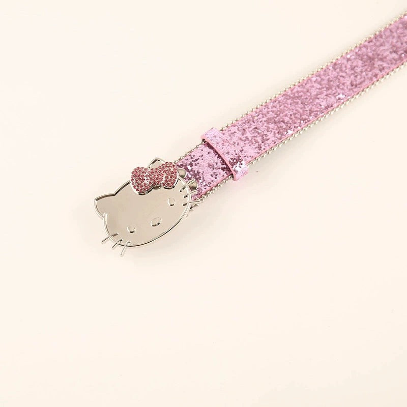KT Rhinestone Belt Y2k Belt Cowgirl Leather Belt for Women