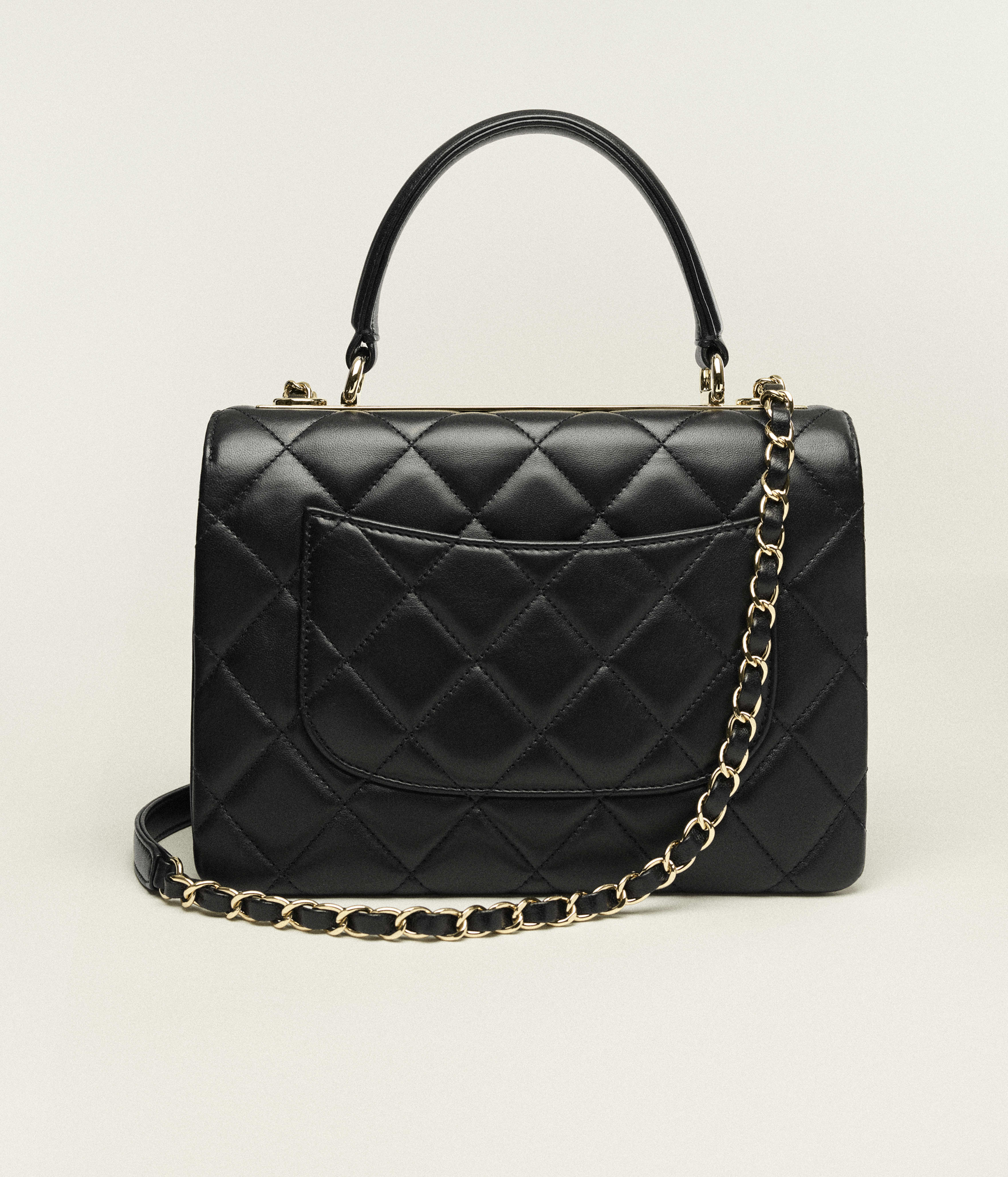Chanel Flap Bag with Top Handle Lambskin & Gold-Tone Metal Black A92236-Y60767-94305