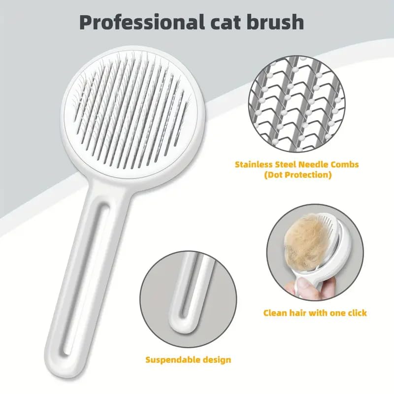 Cat Brush for Shedding, Pet Hair Removal Brush for Short & Long Hair Cats & Dogs