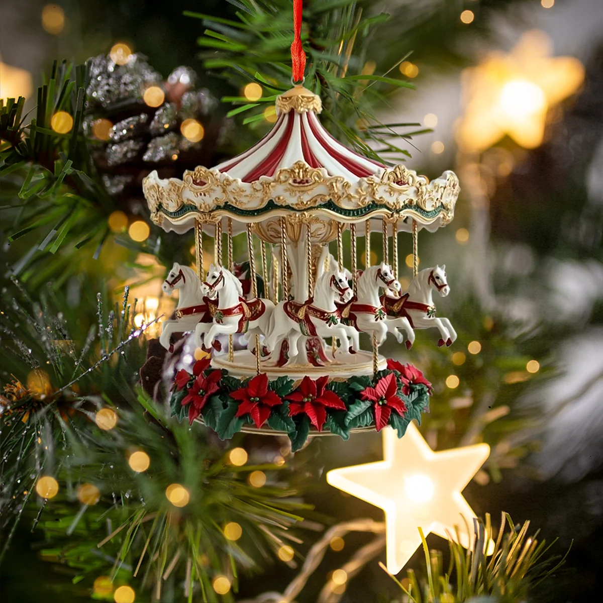 Enchanted Christmas Carousel Christmas Ornament