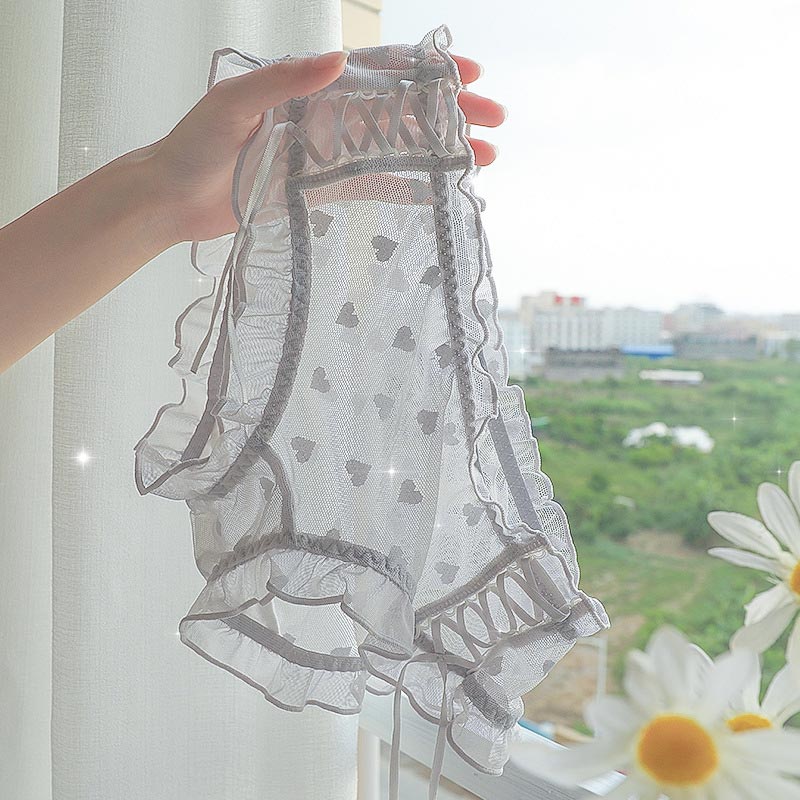 Love Heart Lace Up Mesh Panty