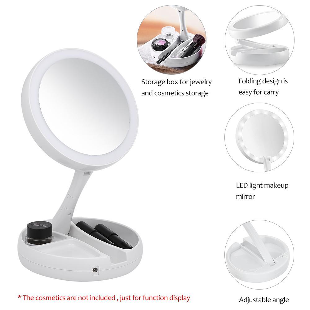 Flexible Fold Away Makeup Mirror with Dual Sided LED Light As Seen on TV