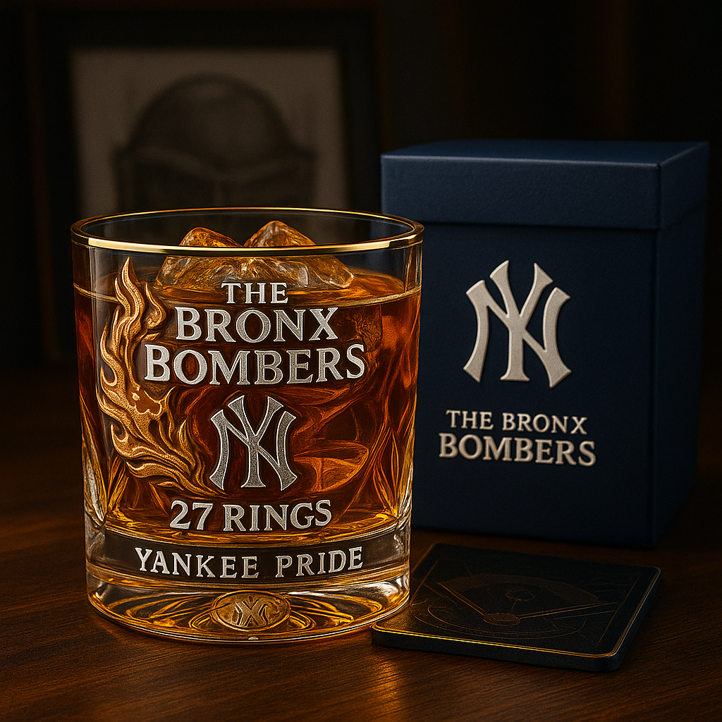 New York Yankees Bronx Bombers Whiskey Glass