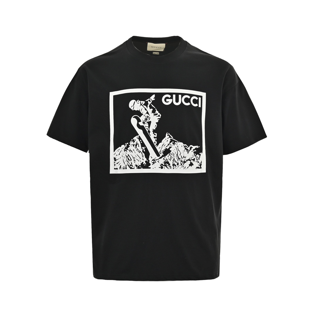 Gucci 24ss snow mountain ski print short sleeve