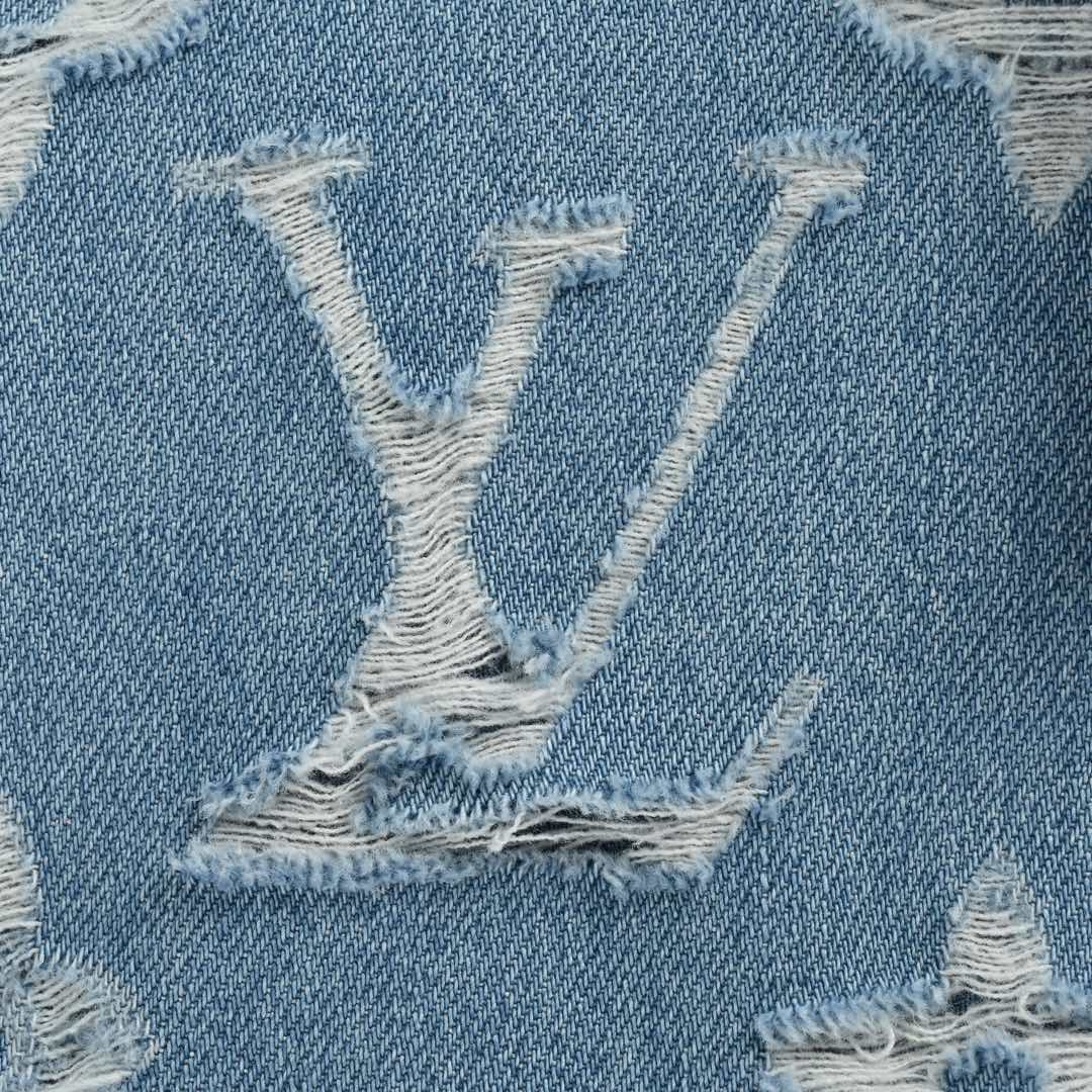 Louis Vuitton 24Fw washed monogram ripped denim jacket
