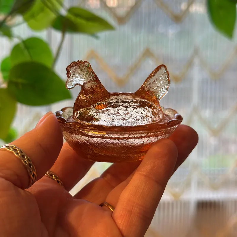 Mini Glass Hens on Nests🐔Easter Gifts🎁