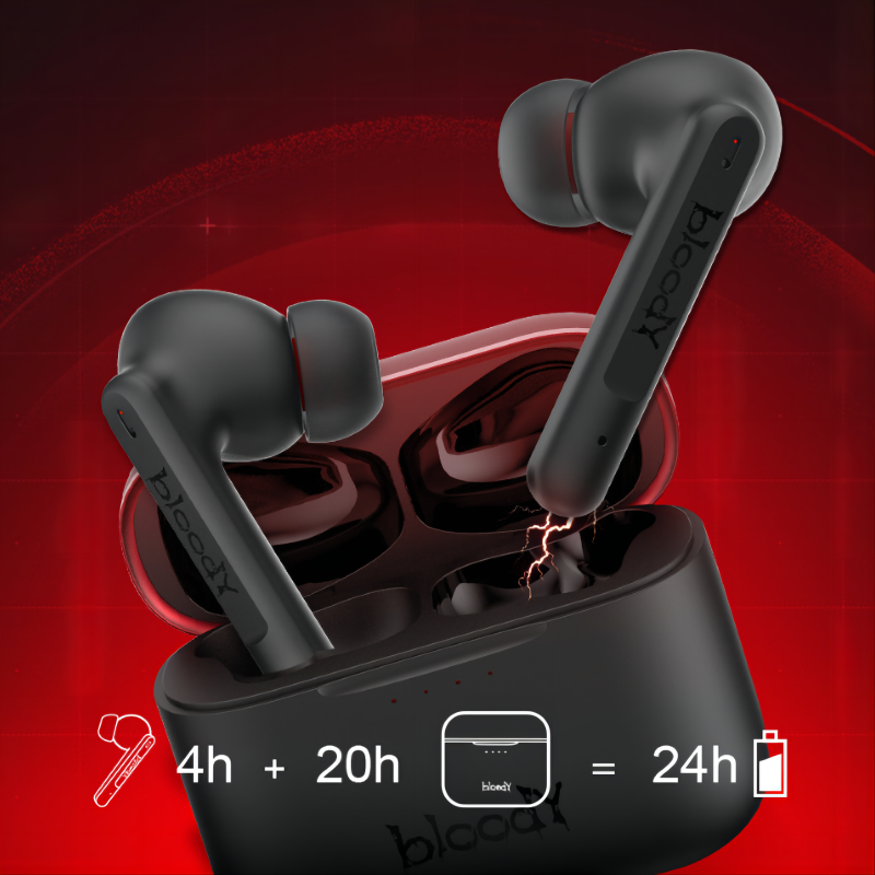 Bloody Red Inspired Wireless Earphones, Active Noise Reduction Waterproof For Gaming