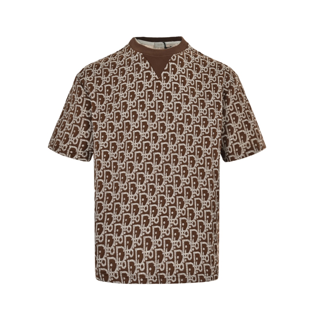 Dior 24ss full print monogram jacquard short sleeve