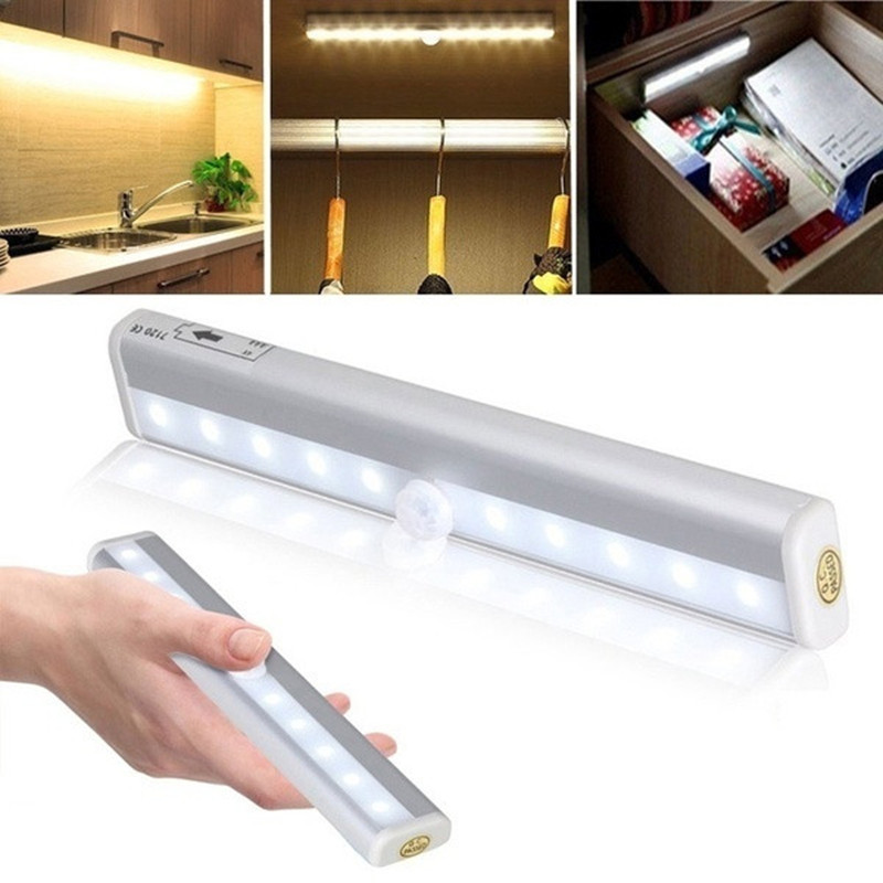Motion sensor LED light under cabinet, magnetic strip wall light